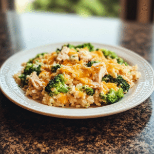 Easy Cheesy Chicken Broccoli Rice Casserole