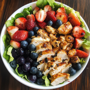 Healthy Chicken Salad with Strawberries and Blueberries