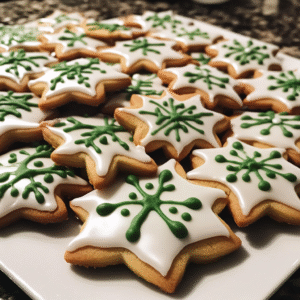 Italian Christmas Cookies with White and Green Icing
