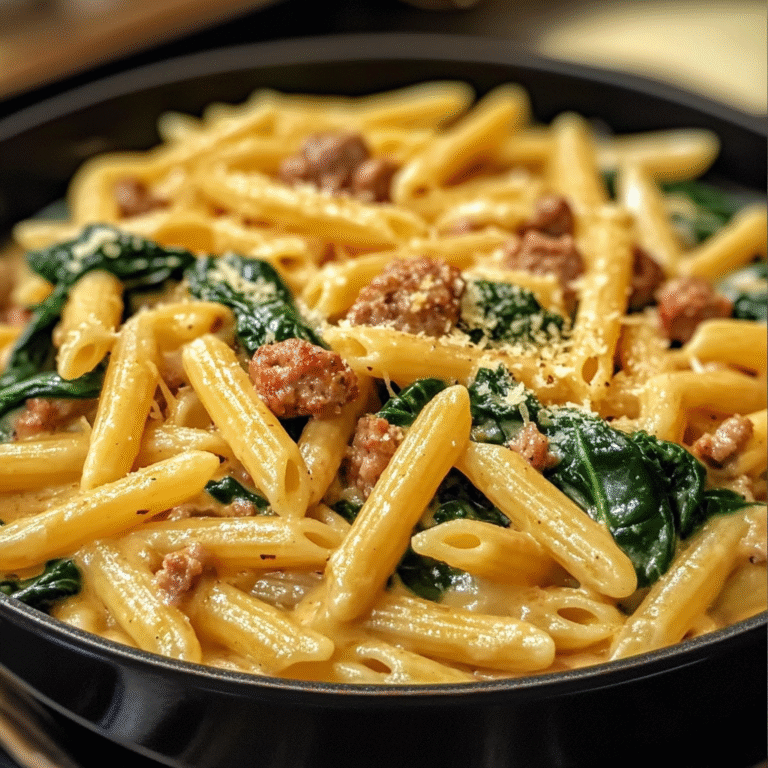 One-Pan Creamy Penne with Spinach and Italian Sausage