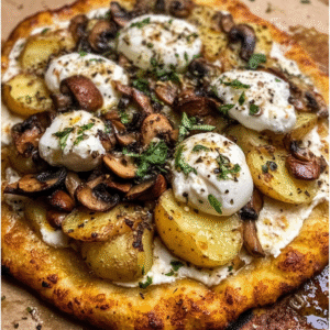Potato and Wild Mushroom Burrata Pizza
