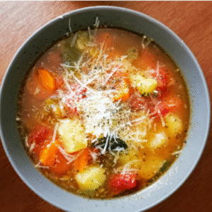 Healthy Tuscan Vegetable Soup with Carrots and Parmesan