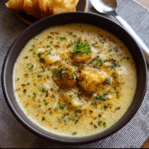 Creamy Potato Soup with Cheese and Herbs